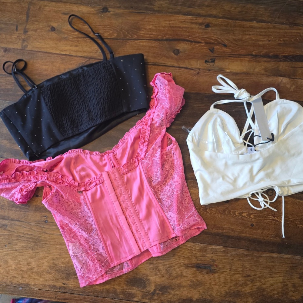Sz small corset crop rave club bundle 3 pc dance‎ party tops y2k